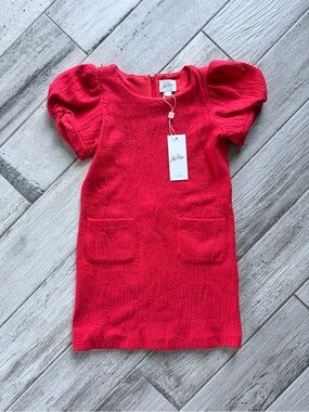 NEW! Lilly Pulitzer Girls' Bright Red Puff-Sleeve Knit Dress - size 6/7